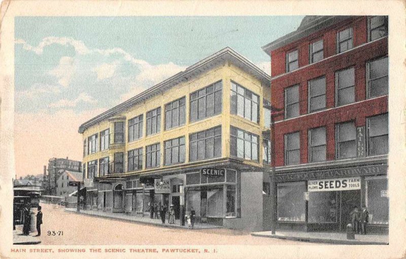 Pawtucket Rhode Island Main Street The Scenic Theatre Tailor Postcard JE229987