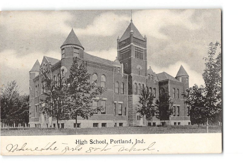 Portland Indiana IN Postcard 1901-1907 High School