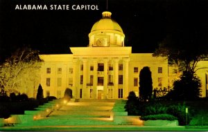 Alabama Montgomery State Capitol Building At Night