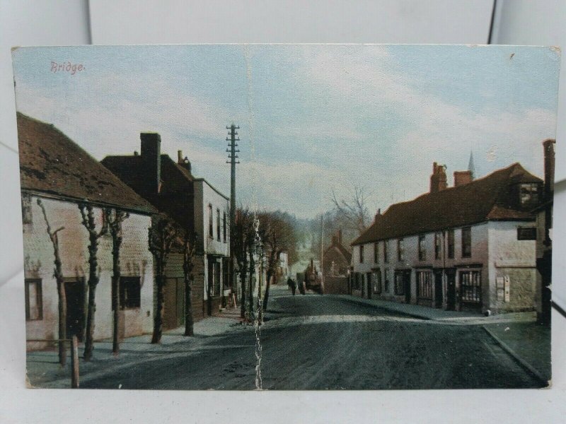 Vintage Antique Postcard Canterbury Rd Bridge Kent Traction Engine on Road