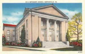 MARTISNVILLE, VA Virginia    METHODIST CHURCH     c1940's Linen Postcard