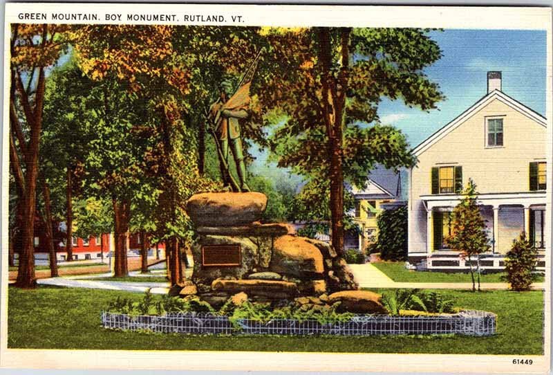 Postcard MONUMENT SCENE Rutland Vermont VT AN8654