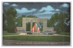Postcard Carey Memorial Fountain Carey Park Hutchinson Kansas