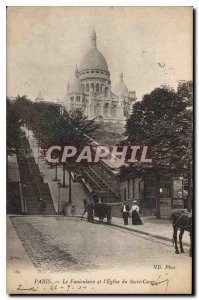 Old Postcard The Paris Funicular and the Church of the Sacred Heart