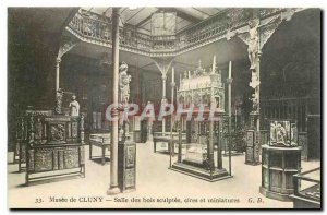 Old Postcard Musee Cluny Wood Hall carved waxes and miniature