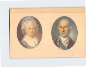 Postcard Miniature Portraits Of George And Martha Washington, Mount Vernon, VA