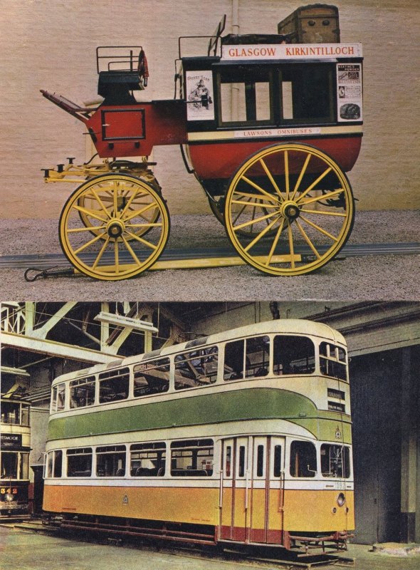 Glasgow Kirkintilloch Victorian Station Omnibus Cart Transport Postcard