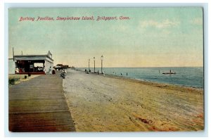 c1910 Bathing Pavilion Steeplechase Island Bridgeport Connecticut CT Postcard 