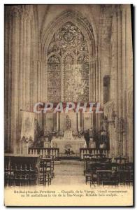 Postcard Old St Sulpice De Favieres Chapel of the Virgin Stained Glass