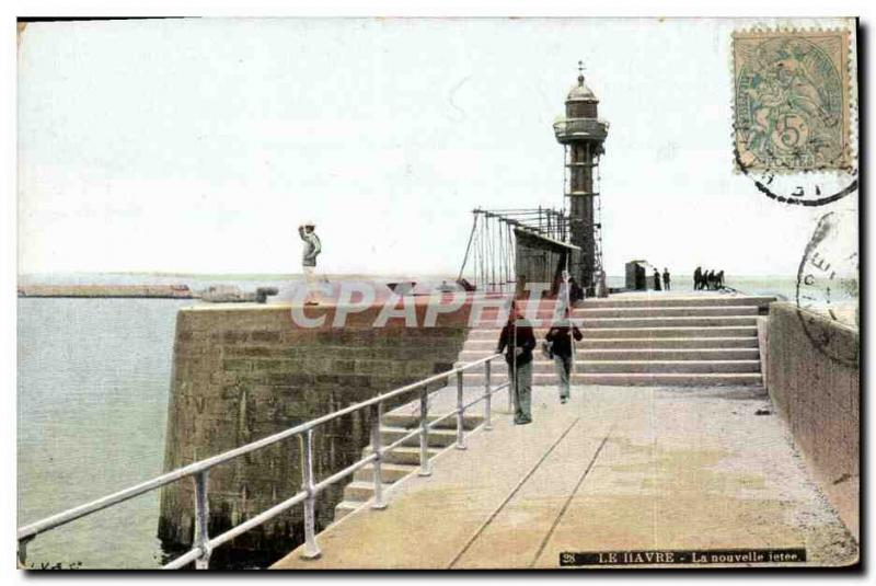Old Postcard Lighthouse Le Havre The new pier