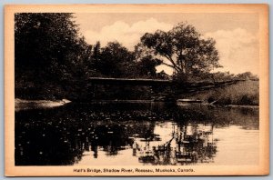 Postcard Lake Rosseau Ontario c1930s Halls Bridge Shadow River Muskoka by Evans