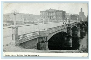 c1910 Locust Street Bridge Des Moines Iowa AI Antique Unposted Postcard 