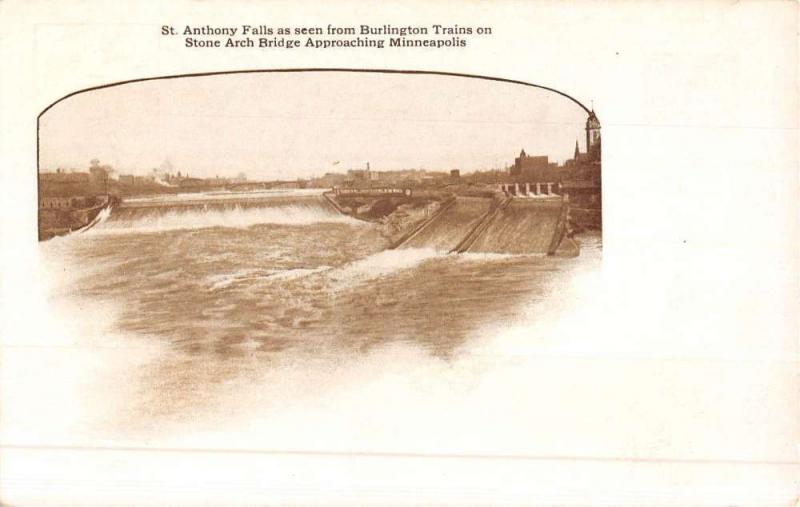 Minneapolis Minnesota St Anthony Falls Antique Postcard K51220