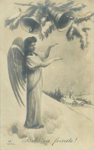 Winter seasonal vintage angel greetings Romania c.1907