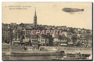 Postcard Old Saint Cloud Park Vue Generale Quai du President Carnot Zeppelin ...