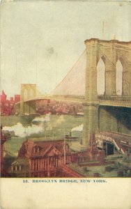 Early 1900's Brooklyn Bridge, New York - Vintage Postcard