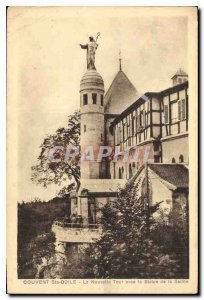 Postcard Old Sainte Odile Convent Nouvelei the tour with the Statue of St.