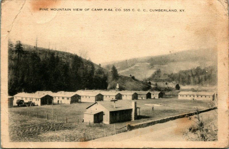CCC Company 55 Pine Mountain View Camp P-64 Cumberland Kentucky KY Postcard C8