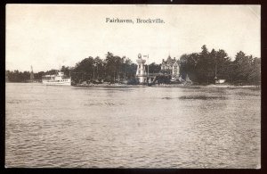 h2124 - BROCKVILLE Ontario Postcard 1909 Fairhaven. Lighthouse. Steamer