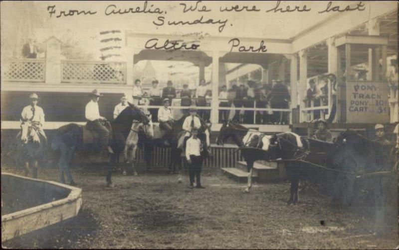 SCARCE AMUSEMENT PARK Altro Al-Tro Park Troy Albany NY Pony Rides RPPC