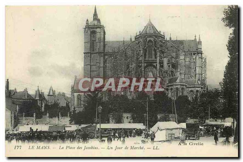 Old Postcard Le Mans Place des Jacobins A Walk Day