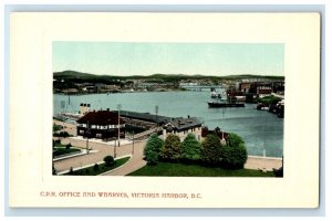 c1910's C.P.R Office And Wharves Victoria Harbor B.C Canada Unposted Postcard