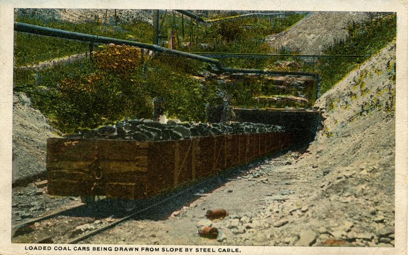 PA - Anthracite Region. Loaded Coal Cars Drawn from Slope at Coal Mine (Minin...