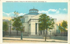 Richmond  Virginia Monumental Church 12th & Broad Sts 1932 WB Postcard Used