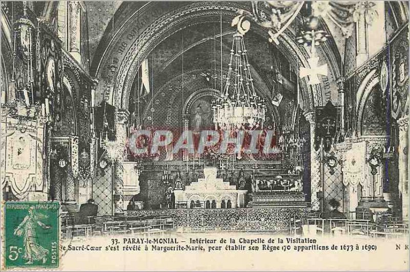 Old Postcard Paray Le Monial Interior of the Chapel of the Visitation