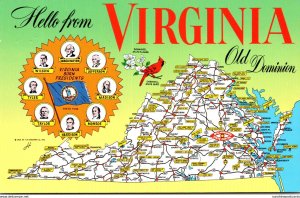 Map Of Virginia With Hello From Old Dominion