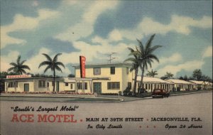 Jacksonville Florida FL Motel Linen 1930s-50s Linen Postcard