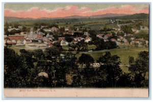 c1905 Aerial View Lake Pond Village Buildings Trees Newport NH Unposted Postcard