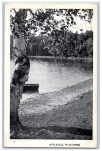 1947 Boat, Tree Birches, River Scene, Appleton Wisconsin WI Posted Postcard