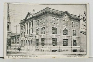 Lebanon Pa The New YMCA Building 1908 to Reading Pennsylvania Postcard M5