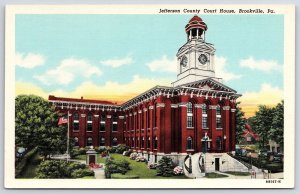 Jefferson Country Court House Brookville Pennsylvania Grounds Building Postcard