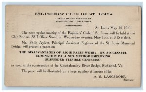 1910 Engineers Club of St Louis Washington University Richmond Virginia Postcard 