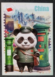 [AG] P781 China Postman & Postbox Mailbox National Animal Panda (postcard) *New