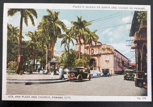 Mint Panama color Picture Postcard sta Ana Plaza and church 