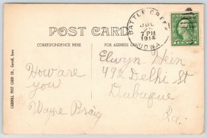 Battle Creek Iowa~Two Story Home~Front Porch~Bay Window~Wayne Braig~1914 RPPC