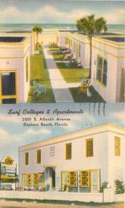 Colorpicture Daytona Beach Florida 1951 Surf Cottages Apartments roadside 8638