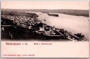 Rb Blick V Niederwald Rüdesheim Am Rhein Germany Air View River Postcard
