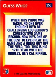 1992 Donruss Baseball Card Little Hotshots Cal Ripken