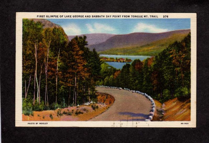 NY Lake George Sabbath Day Point Tongue Mt Trai Postcard