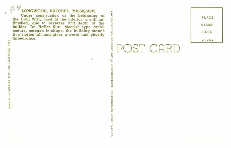 Postcard BUILDING SCENE Natchez Mississippi MS AT2249