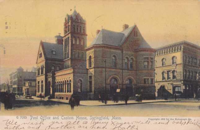 Post Office and Custom House - Springfield MA, Massachusetts - pm 1906 - UDB