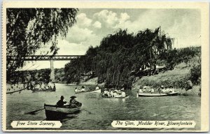 VINTAGE POSTCARD ROW BOATS ON THE GLEN AT MODDER RIVER BLOEMFONTEIN FREE STATE