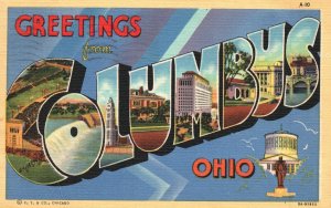 Vintage Postcard 1946 Greetings From Columbus Ohio WE Ayres Livingston Ave Ohio