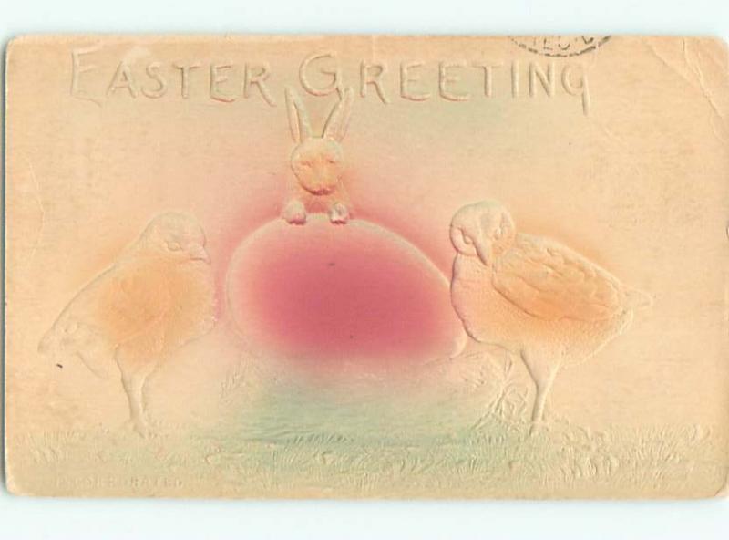 Divided-Back EASTER BUNNY RABBIT SCENE Cute Postcard AA1148