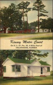 Tallahassee FL Kinsey Motor Court Linen Postcard