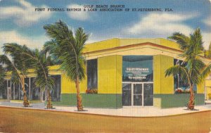 St Petersburg Florida Gulf Beach Branch Savings Bank Vintage Postcard KK250